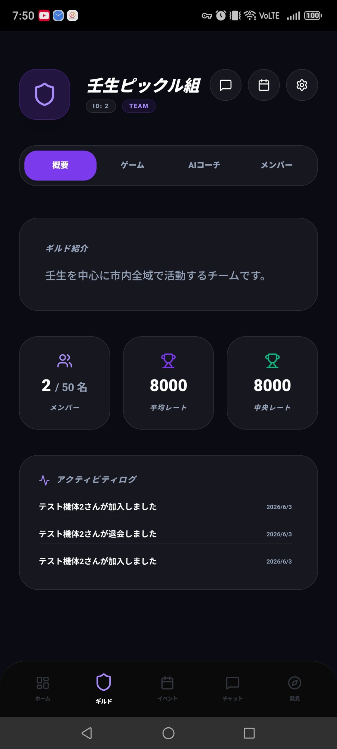 ギルド概要画面